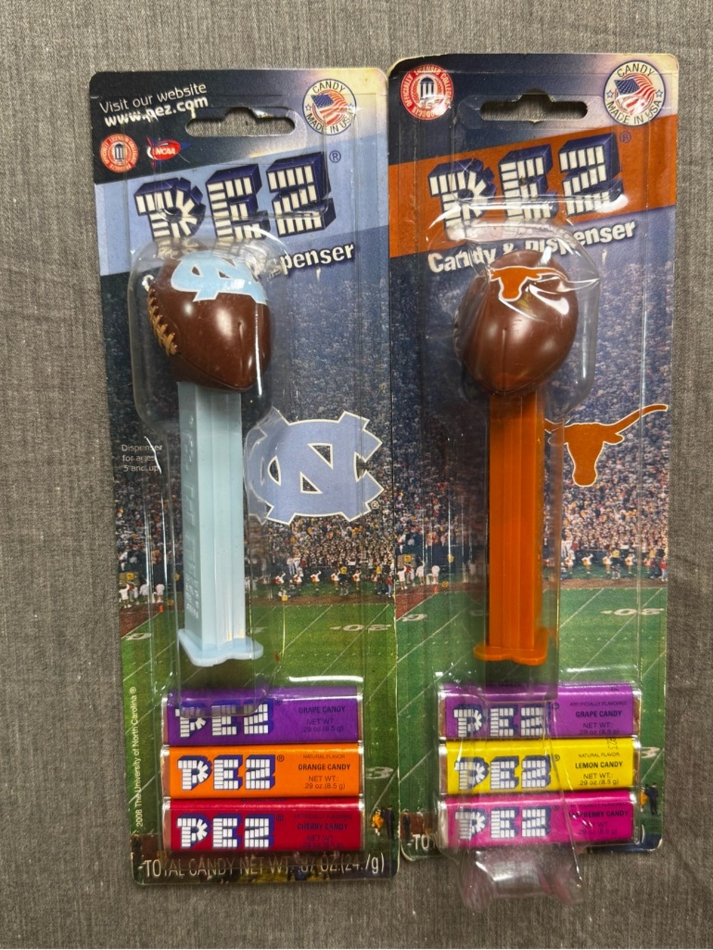 NEW Texas Longhorns North Carolina Tar Heels PEZ Dispenser College Football NCAA
